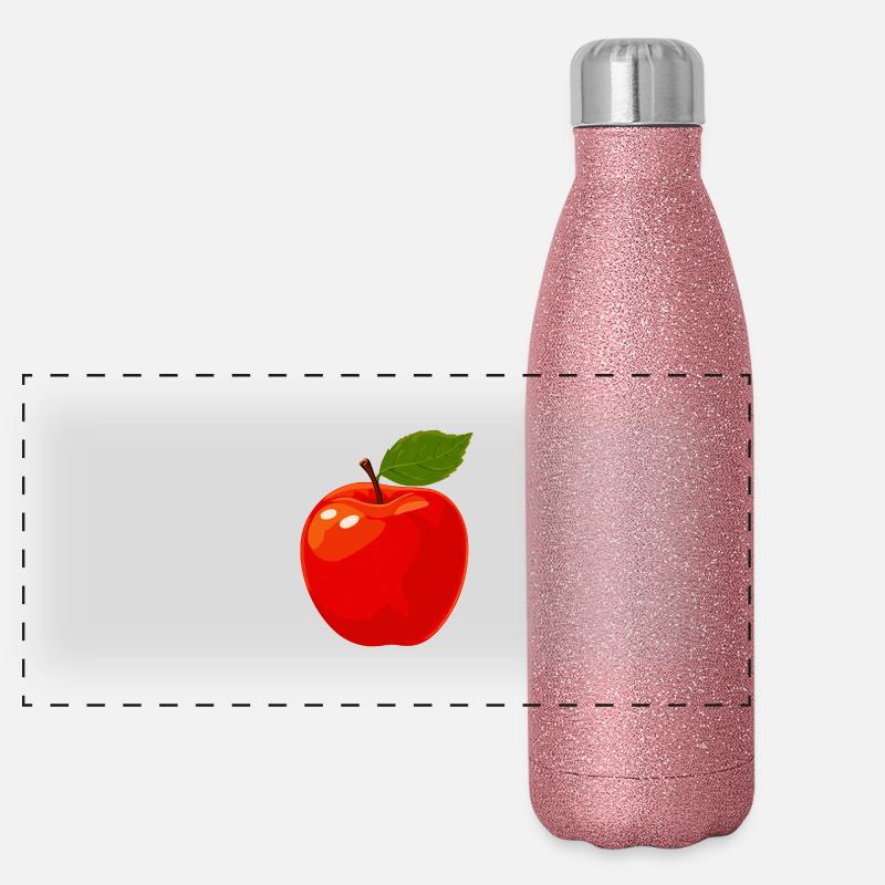 roter Apfel Panorama Glitzer Isolierflasche 500 ml