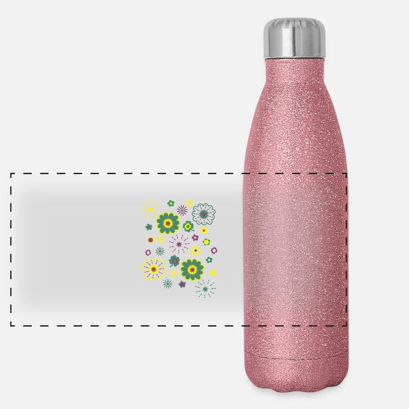flower pattern 1 Panorama Glitzer Isolierflasche 500 ml