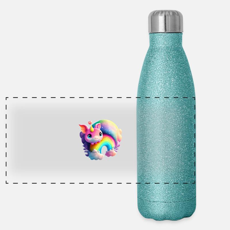 Regenbogen Panorama Glitzer Isolierflasche 500 ml
