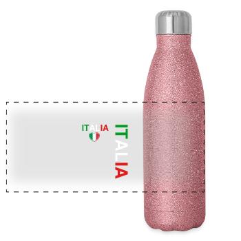ITALY team supporter football - Gourde isotherme panoramique pailletée 500 ml - paillettes roses - Devant
