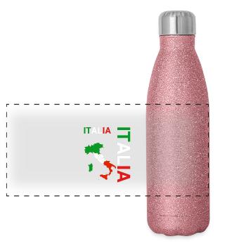 ITALY team supporter football - Gourde isotherme panoramique pailletée 500 ml - paillettes roses - Devant