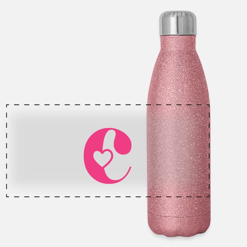 Buchstabe c Anfangsbuchstabe mit Herz Panorama Glitzer Isolierflasche 500 ml
