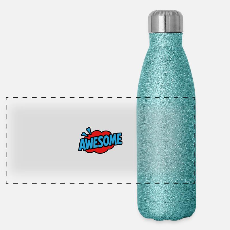 Awesome Retro Schriftzug Comic Panorama Glitzer Isolierflasche 500 ml
