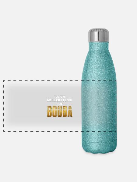J'ai un meilleur flow que Booba - Gourde isotherme panoramique pailletée 500 ml - paillettes bleues - Devant