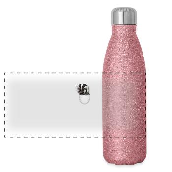 POCKET BADGER - Panoramic Glitter Thermal Bottle 500 ml - pink glitter - Front