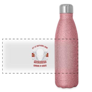 Normands 8eme Jour - Gourde isotherme panoramique pailletée 500 ml - paillettes roses - Devant