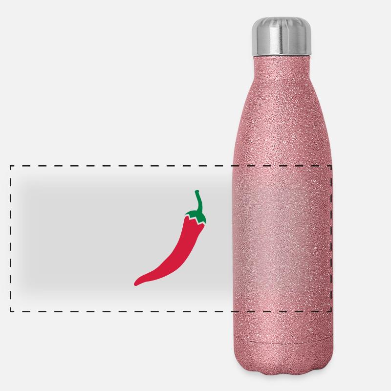 Chilischote Panorama Glitzer Isolierflasche 500 ml