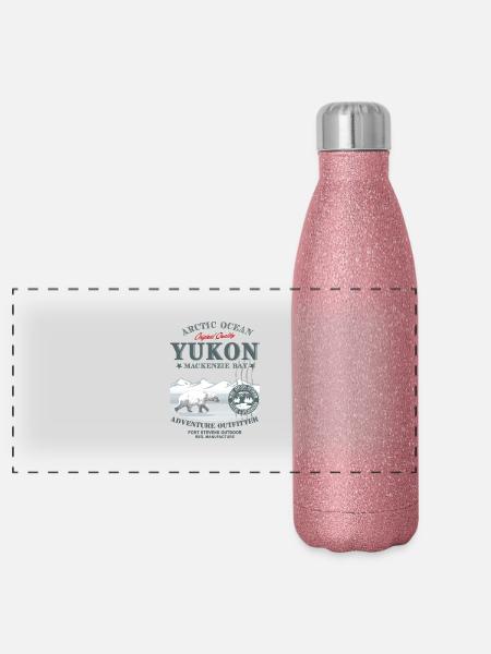 Yukon - Polar Bear - Eisbär - Panorama Glitzer Isolierflasche 500 ml - Pink Glitzer - Vorne