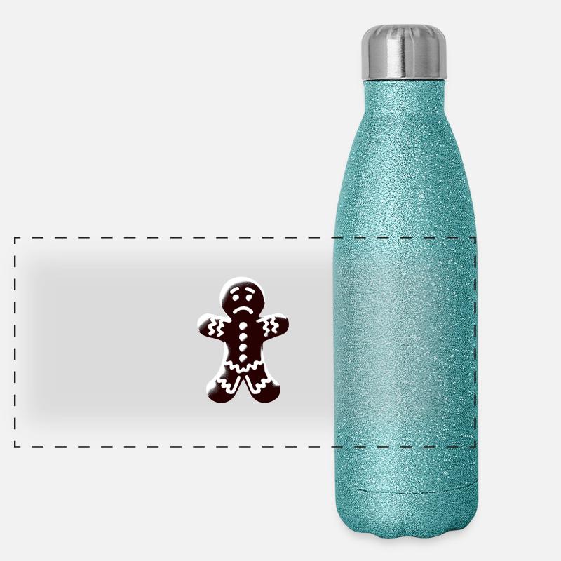 Bad Mood Gingerbread Man Christmas Biscuits Panoramic Glitter Thermal Bottle 500 ml