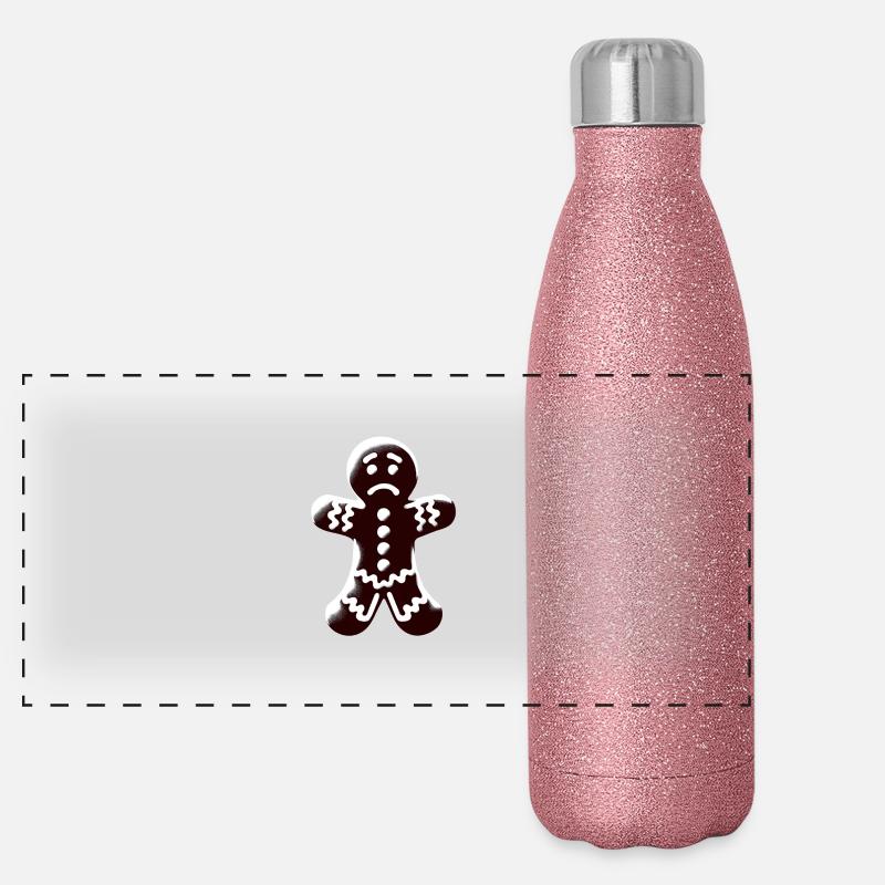 Schlecht gelaunter Lebkuchenmann Weihnachtsgebäck Panorama Glitzer Isolierflasche 500 ml