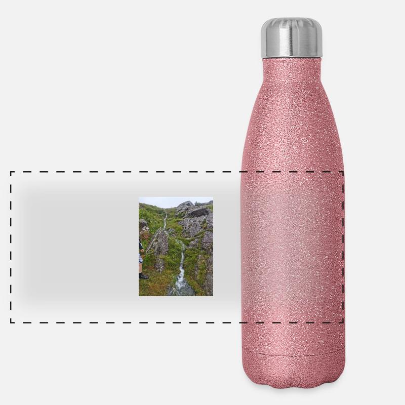 Waterfall - Panoramic Glitter Thermal Bottle 500 ml - pink glitter