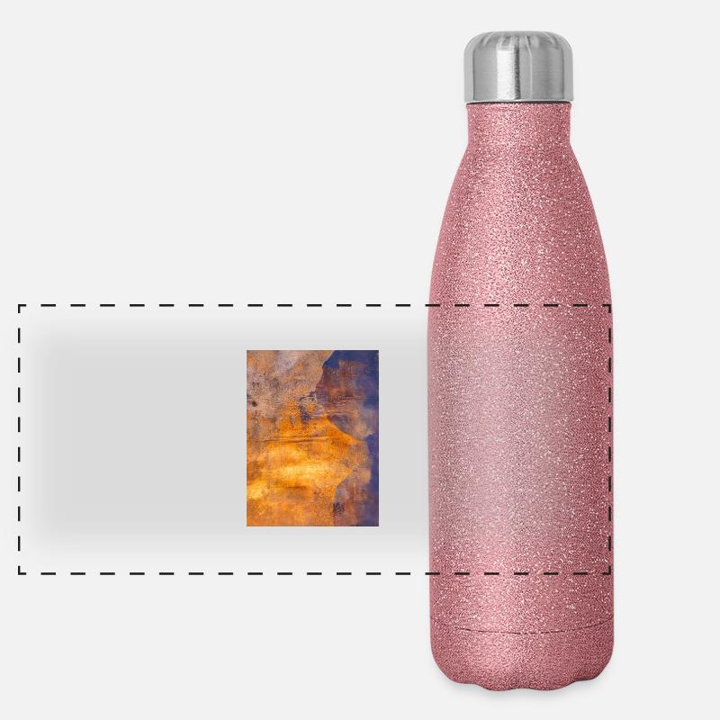 gold Kunstdruck Gelli Print abstrakte Kunst Panorama Glitzer Isolierflasche 500 ml