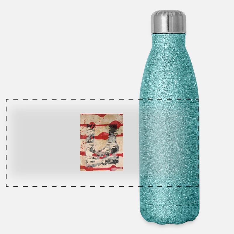 Gelli Print Kunstdruck moderne kunst untergehen Panorama Glitzer Isolierflasche 500 ml