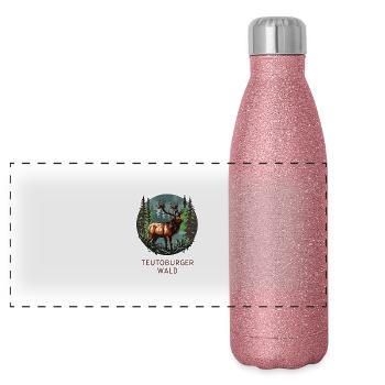 Forêt de Teutoburg - Gourde isotherme panoramique pailletée 500 ml - paillettes roses - Devant