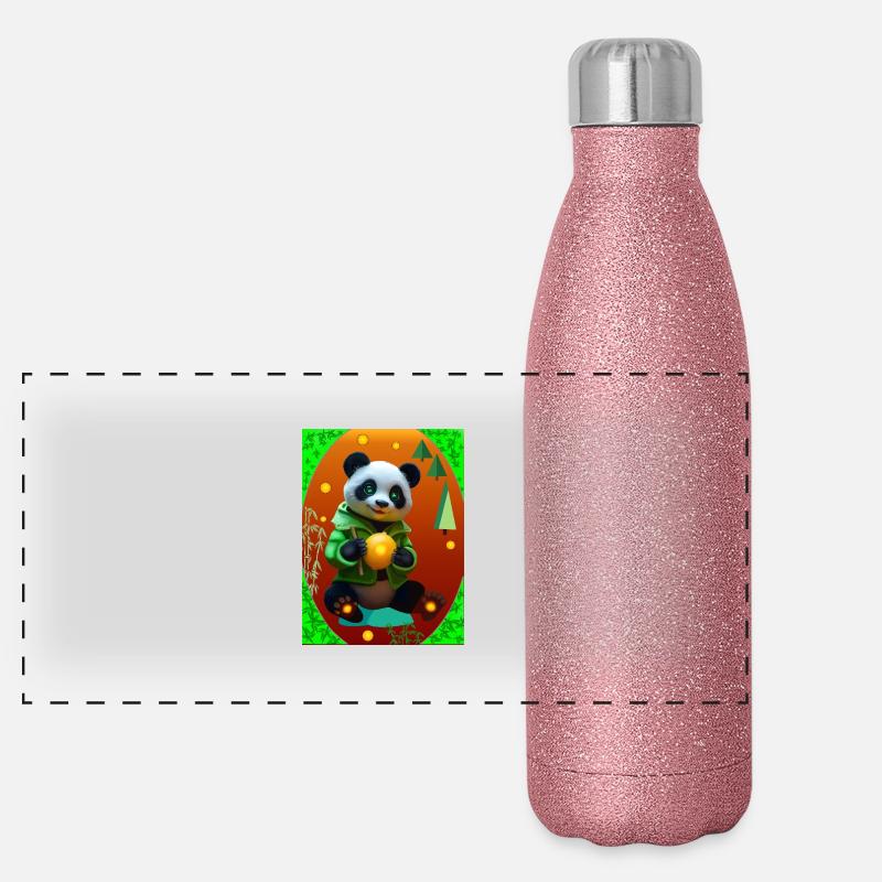 Cyber Panda With Neon Lemon Panoramic Glitter Thermal Bottle 500 ml