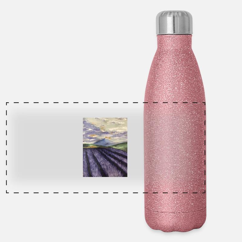 Ölgemälde Lavendel Lavendelfeld lila Landschaft Panorama Glitzer Isolierflasche 500 ml