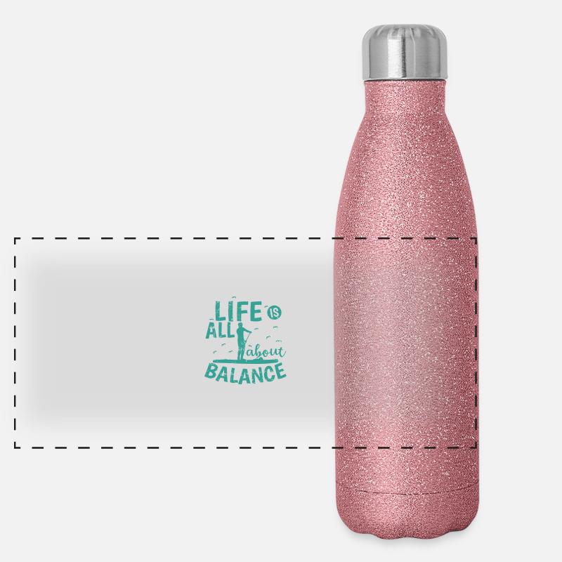 Life is all about Balance SUP Stand up Paddle Panorama Glitzer Isolierflasche 500 ml