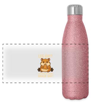 Hamster "Leg day"? - Panorama Glitzer Isolierflasche 500 ml - Pink Glitzer - Vorne