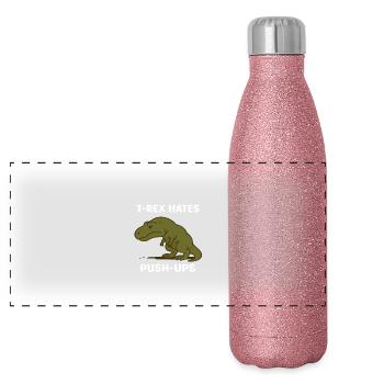 T Rex hates push ups - Panorama Glitzer Isolierflasche 500 ml - Pink Glitzer - Vorne