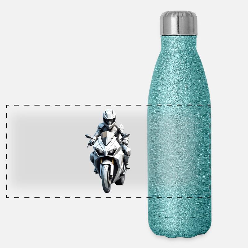 Biker Aufkleber - Motorrad Design Panorama Glitzer Isolierflasche 500 ml