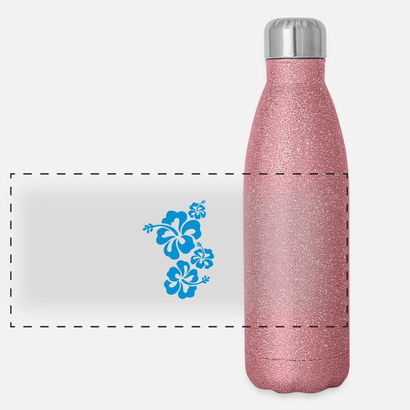 Hibiscus fleur d'hibiscus printemps été Gourde isotherme panoramique pailletée 500 ml