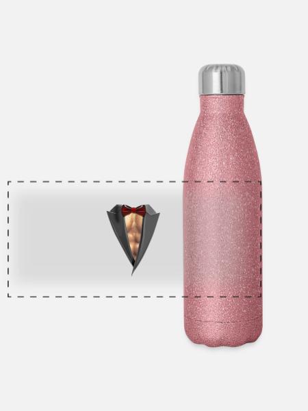 Tuxedo Brust - Panorama Glitzer Isolierflasche 500 ml - Pink Glitzer - Vorne