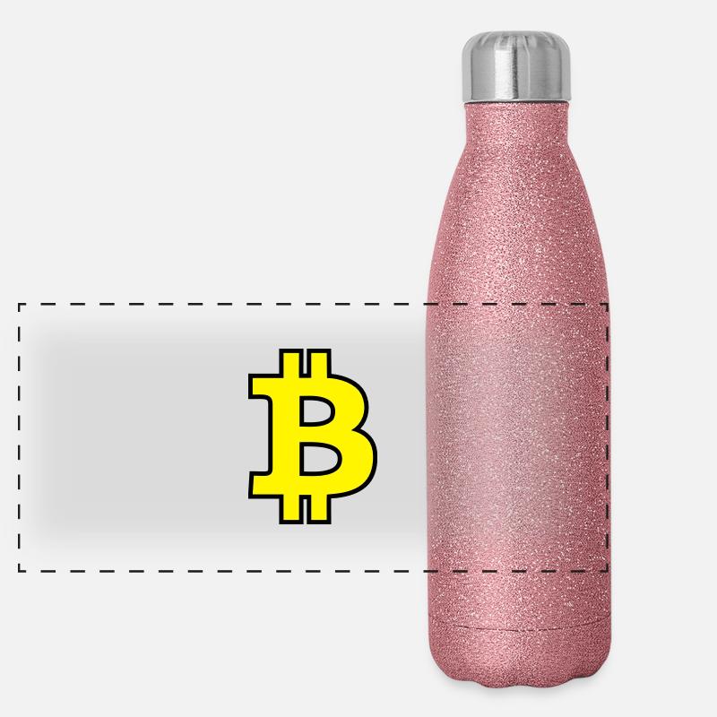 Bitcoin Satoshi Nakamoto Panorama Glitzer Isolierflasche 500 ml