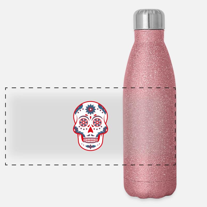 Sugar Skull / Totenkopf Panorama Glitzer Isolierflasche 500 ml
