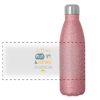 fromage - Gourde isotherme panoramique pailletée 500 ml - paillettes roses - Devant