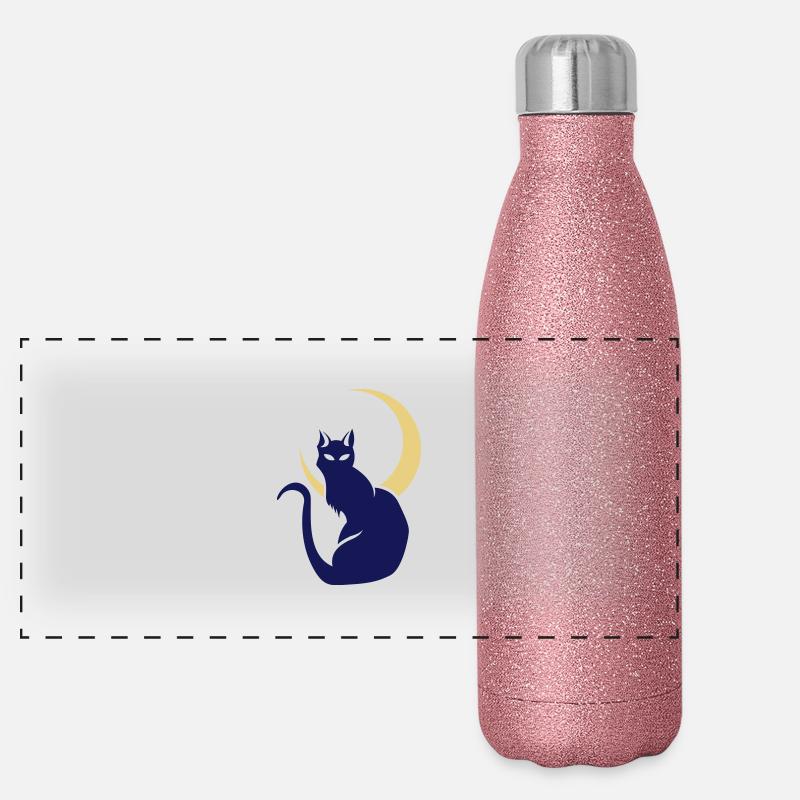 Night Cat Panorama Glitzer Isolierflasche 500 ml