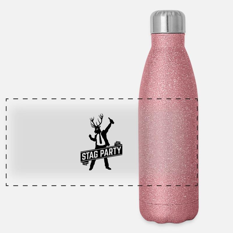 Stag Party (Junggesellenabschied JGA / 2C) Panorama Glitzer Isolierflasche 500 ml