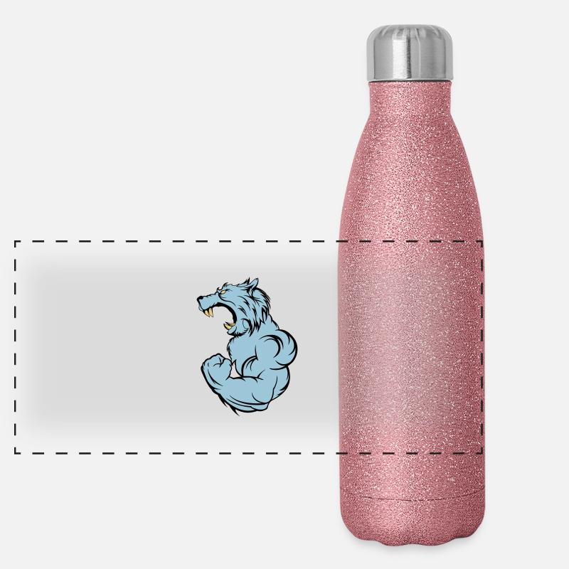 wolf_beast_2 Panorama Glitzer Isolierflasche 500 ml