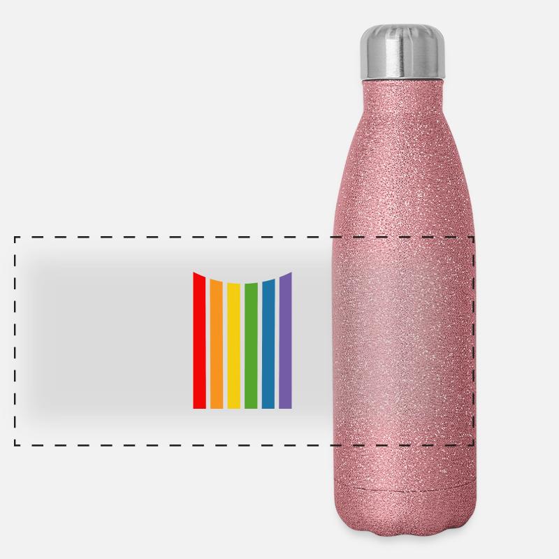 Rayures arc-en-ciel Gourde isotherme panoramique pailletée 500 ml