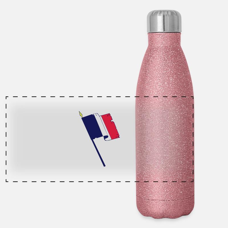 drapeau français Gourde isotherme panoramique pailletée 500 ml