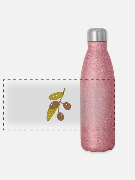 olivenzweig braun - Panorama Glitzer Isolierflasche 500 ml - Pink Glitzer - Vorne