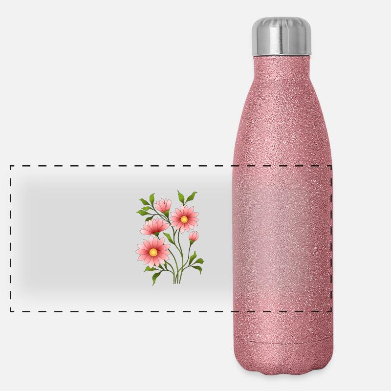 Flowers Panoramic Glitter Thermal Bottle 500 ml