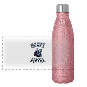 Heavy Metal – Knight of Hard Sounds - Panoramic Glitter Thermal Bottle 500 ml - pink glitter - Front