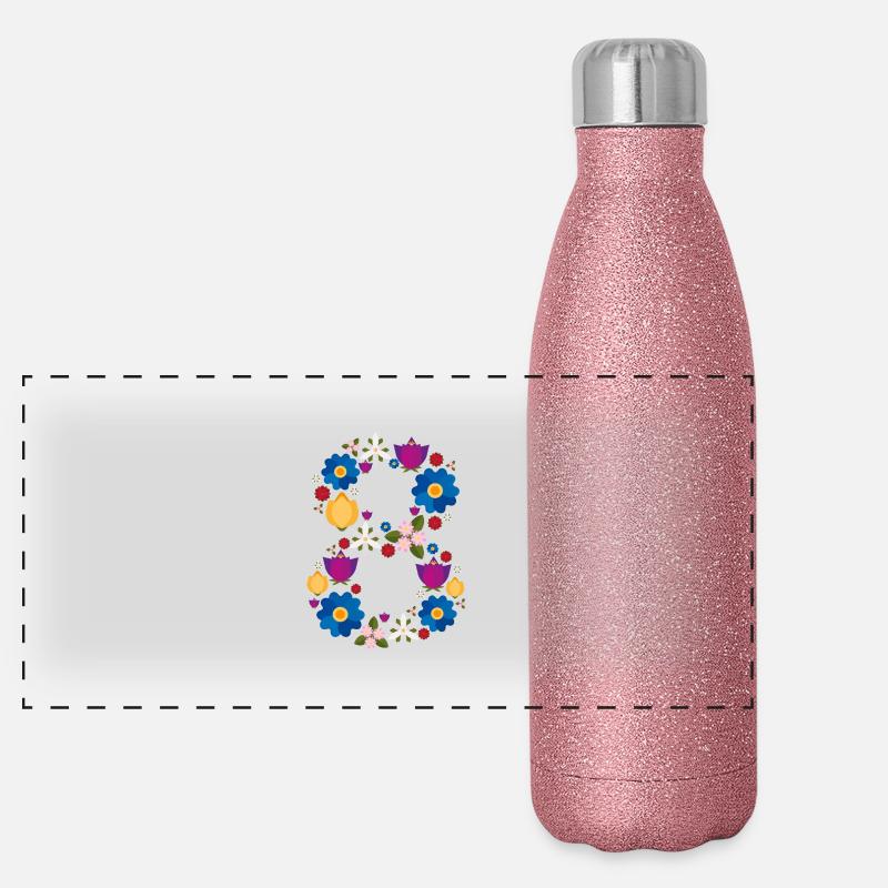 Flowers 8 Panorama Glitzer Isolierflasche 500 ml
