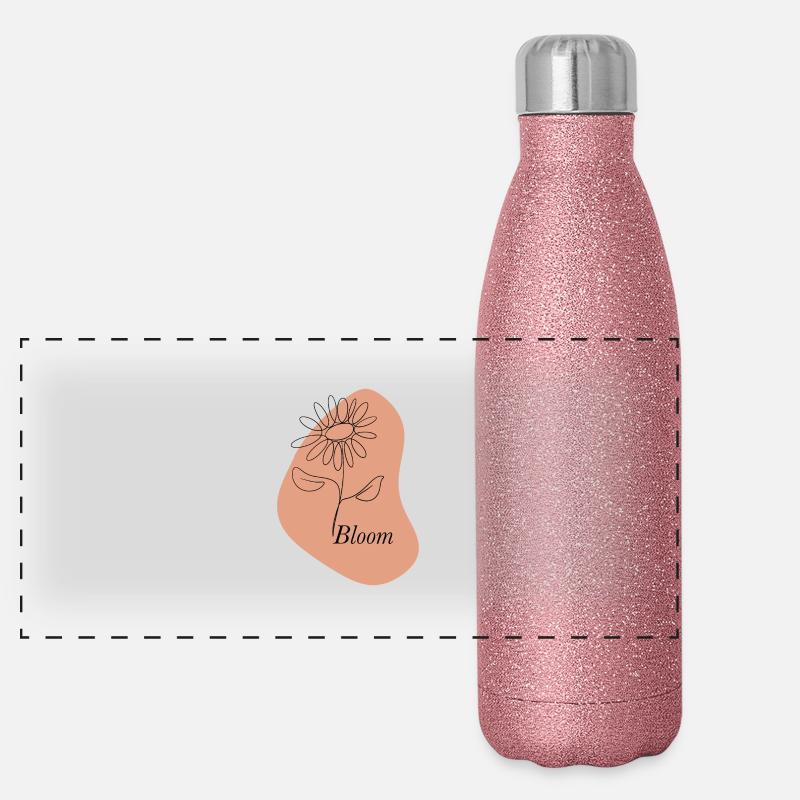 Floraison – Fleur d’art au trait Gourde isotherme panoramique pailletée 500 ml