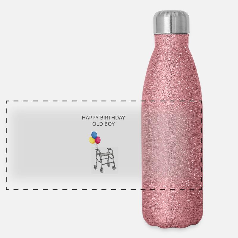 Happy birthday old boy Panorama Glitzer Isolierflasche 500 ml