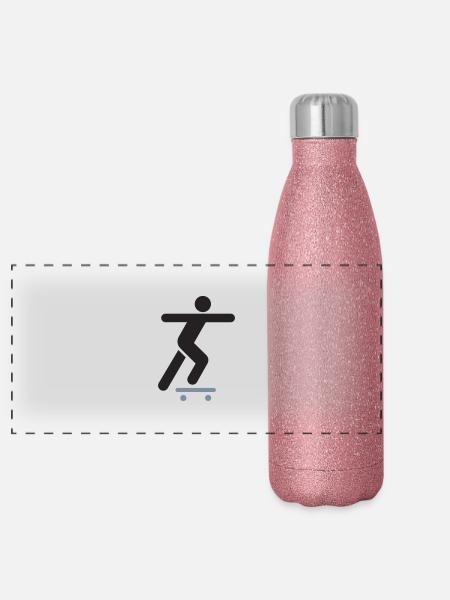 skateboard - Gourde isotherme panoramique pailletée 500 ml - paillettes roses - Devant