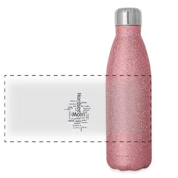 Nuage de mots de la mer du Nord – Design maritime - Gourde isotherme panoramique pailletée 500 ml - paillettes roses - Devant