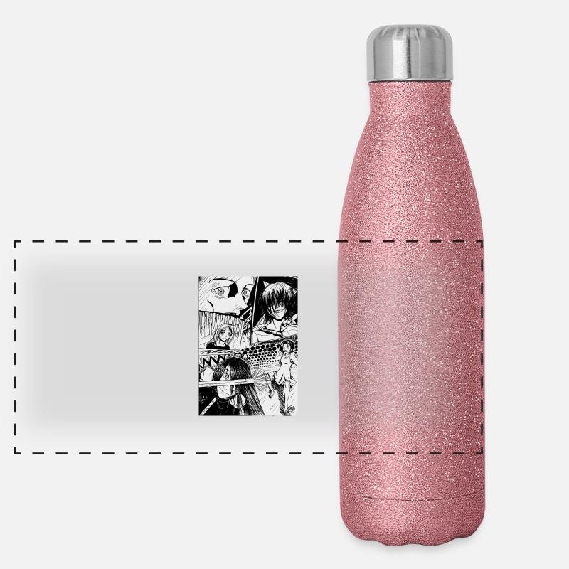 Manga - Panoramic Glitter Thermal Bottle 500 ml - pink glitter