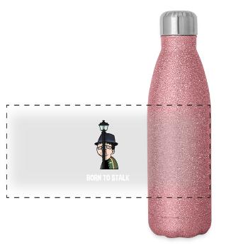 Gydius - Born to Stalk - Gourde isotherme panoramique pailletée 500 ml - paillettes roses - Devant