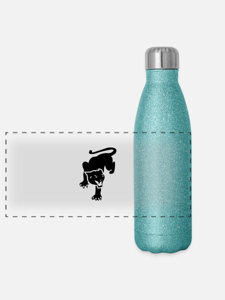 zwarte panter - Panoramic Glitter Thermal Bottle 500 ml - blue glitter - Front