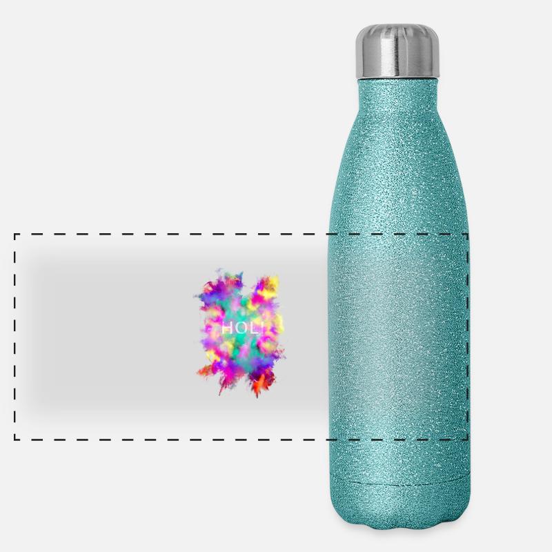 Holi - Fête des couleurs Gourde isotherme panoramique pailletée 500 ml