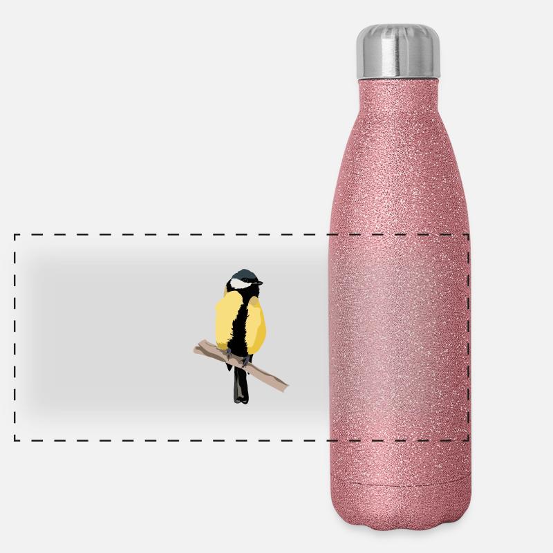 Kohlmeise Panorama Glitzer Isolierflasche 500 ml