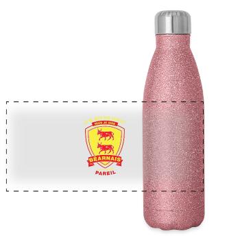 Béarnais Parfait - Gourde isotherme panoramique pailletée 500 ml - paillettes roses - Devant