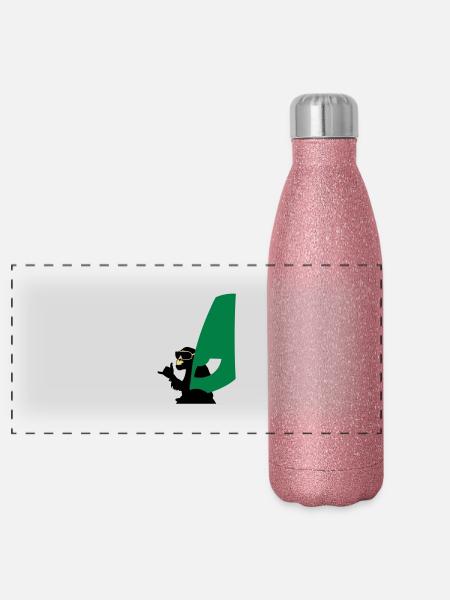 windsurfer monkey - Panorama Glitzer Isolierflasche 500 ml - Pink Glitzer - Vorne