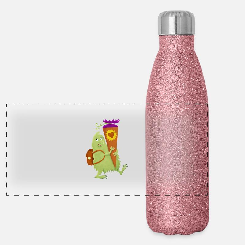 Monster mit Schultüte Panorama Glitzer Isolierflasche 500 ml